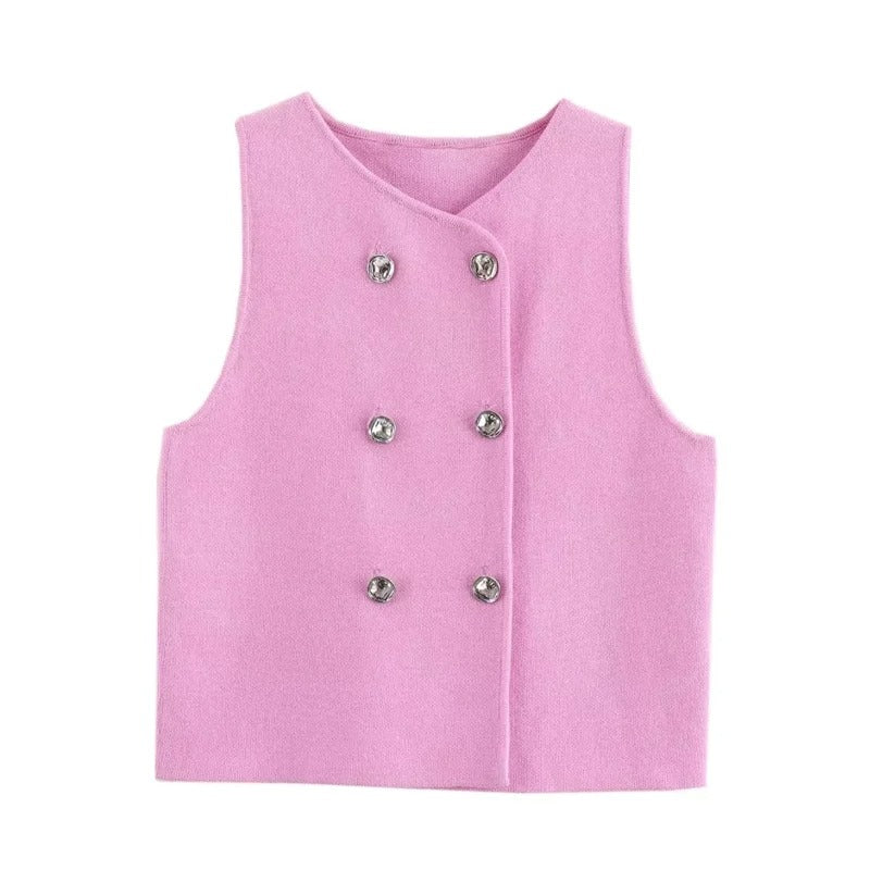 AVP PASSION: Knit Cropped Double-Breasted Vest