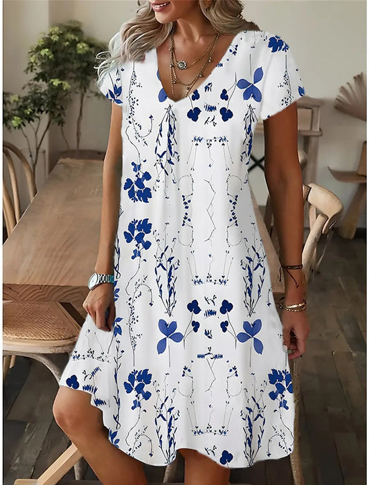 AVP PASSION: Paisley Tie-Dye T-Shirt Dress with V-Neck