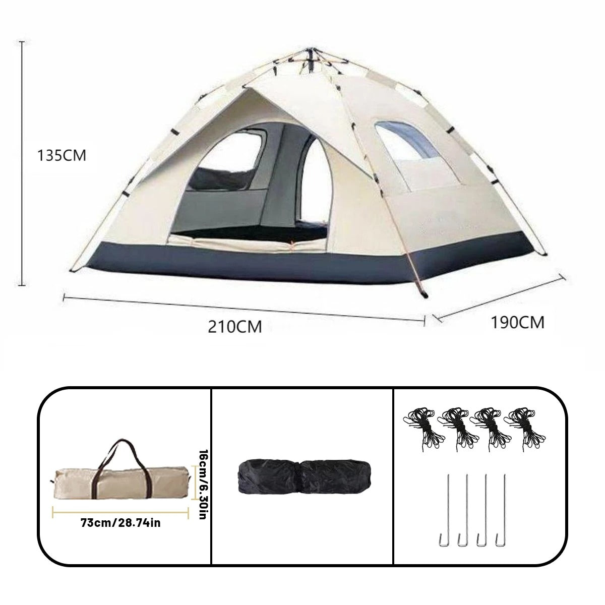 AVP PASSION: 4-Person Quick-Open Outdoor Shelter Tent
