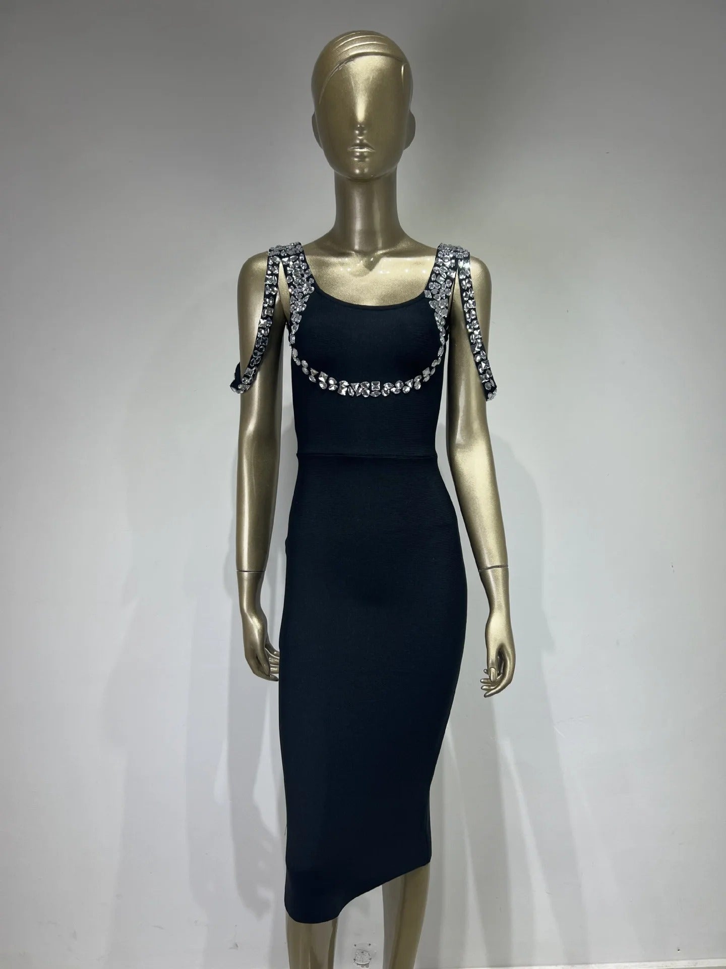 AVP PASSION: Hot Pink & Black Sleeveless Midi Bandage Dress