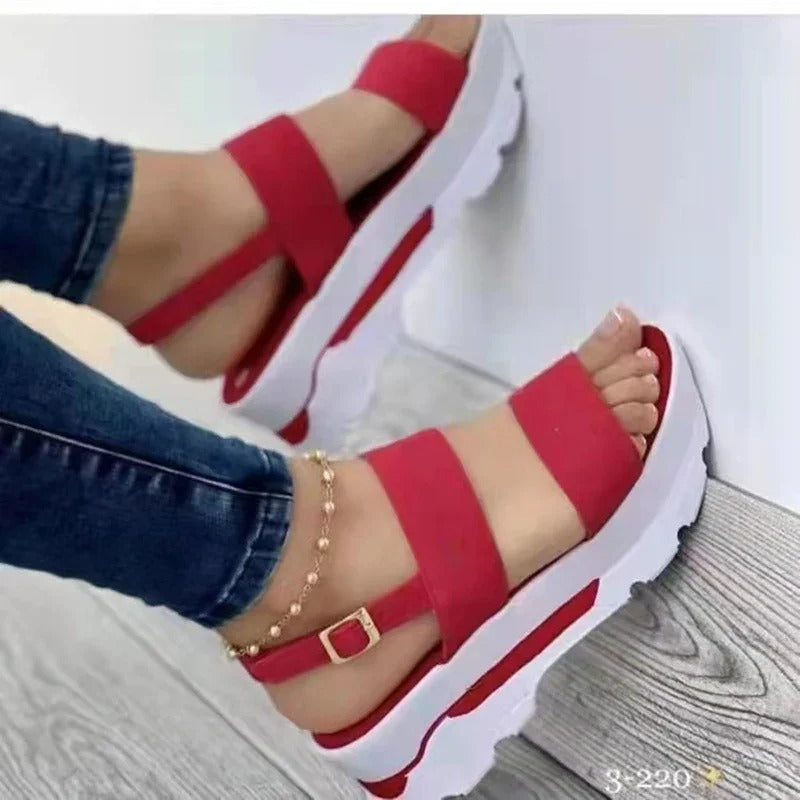 AVP PASSION: Women's Buckle Strap Wedge Sandals