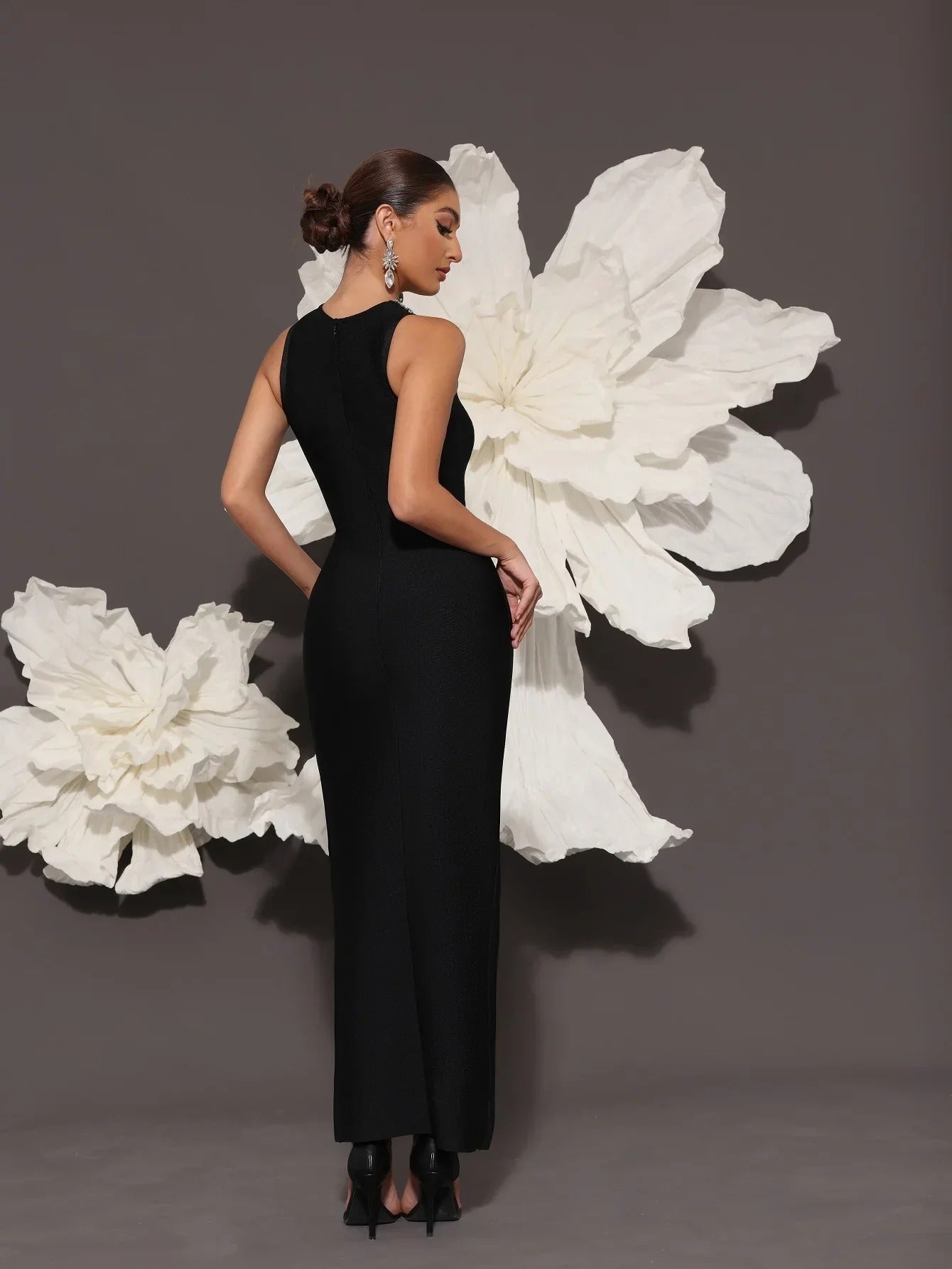 AVP PASSION: Hand-Embellished Luxury Black Bandage Gown