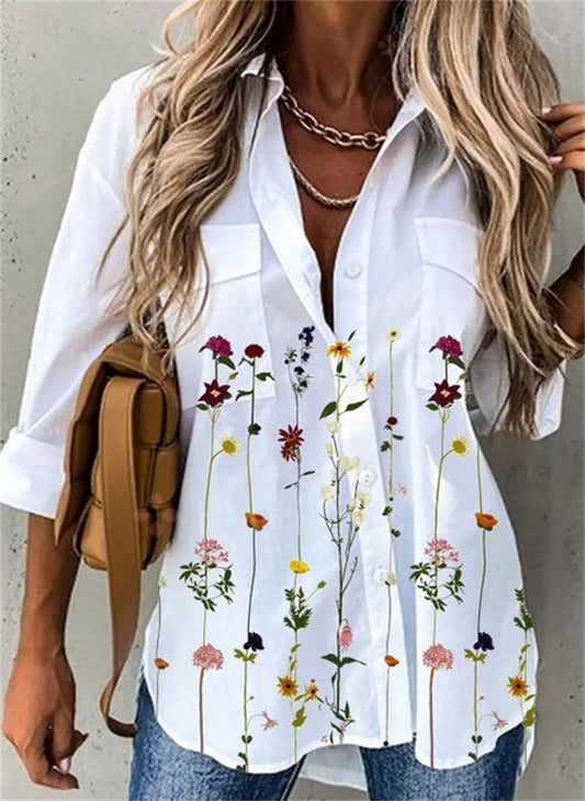 AVP PASSION: Casual Printed Long Sleeve Blouse for Women
