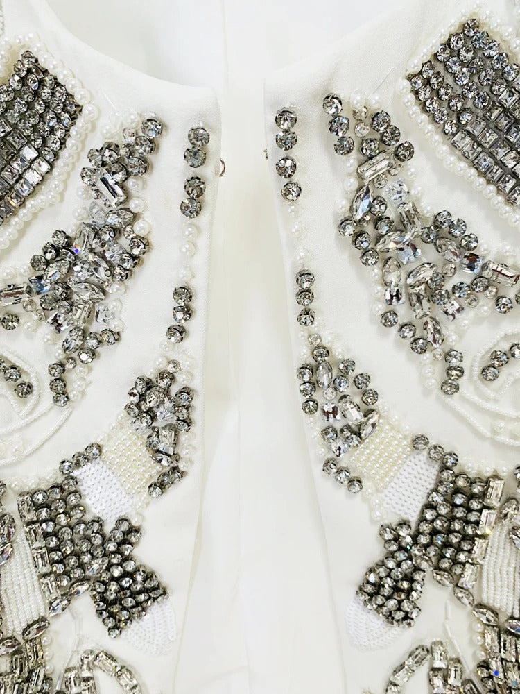 AVP PASSION: Rhinestone Beaded Wide-Leg Suit Set