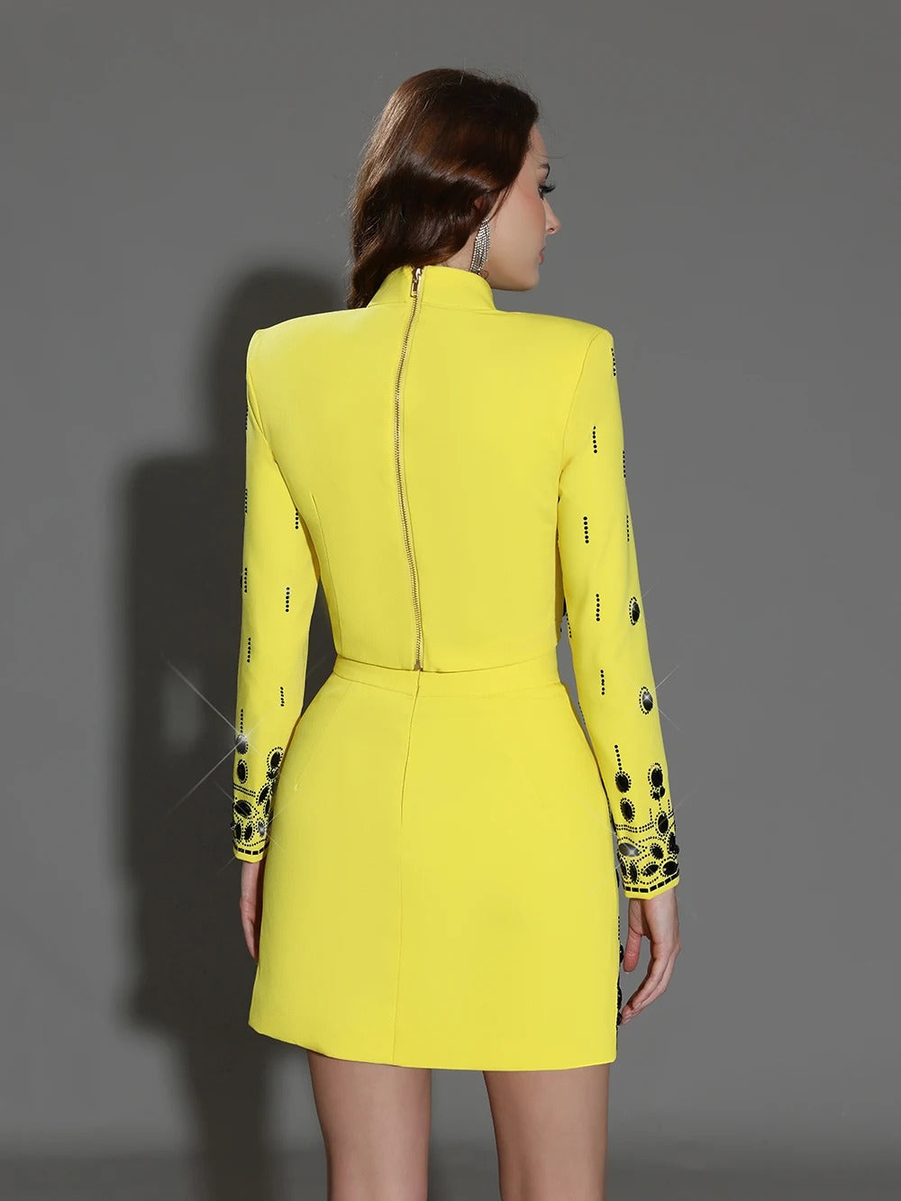 AVP PASSION: Yellow Crystal Diamond Two-Piece Party Set