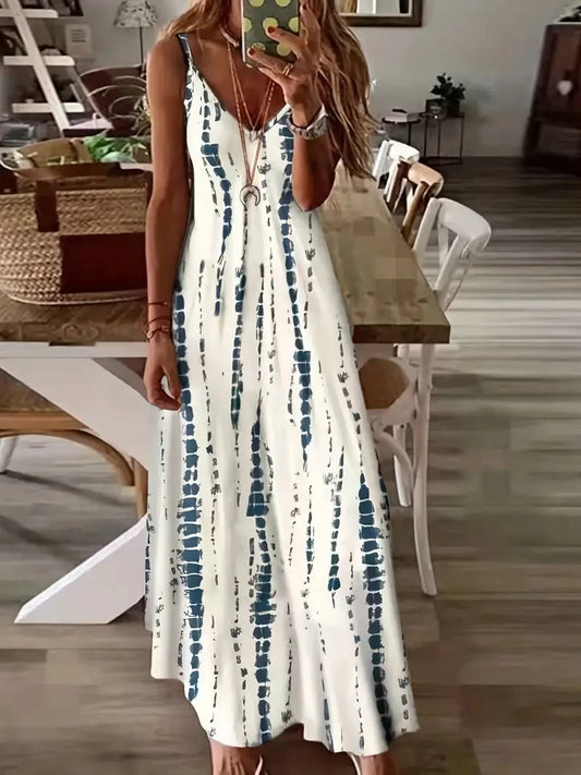 AVP PASSION : Robe longue à bretelles spaghetti tie-dye
