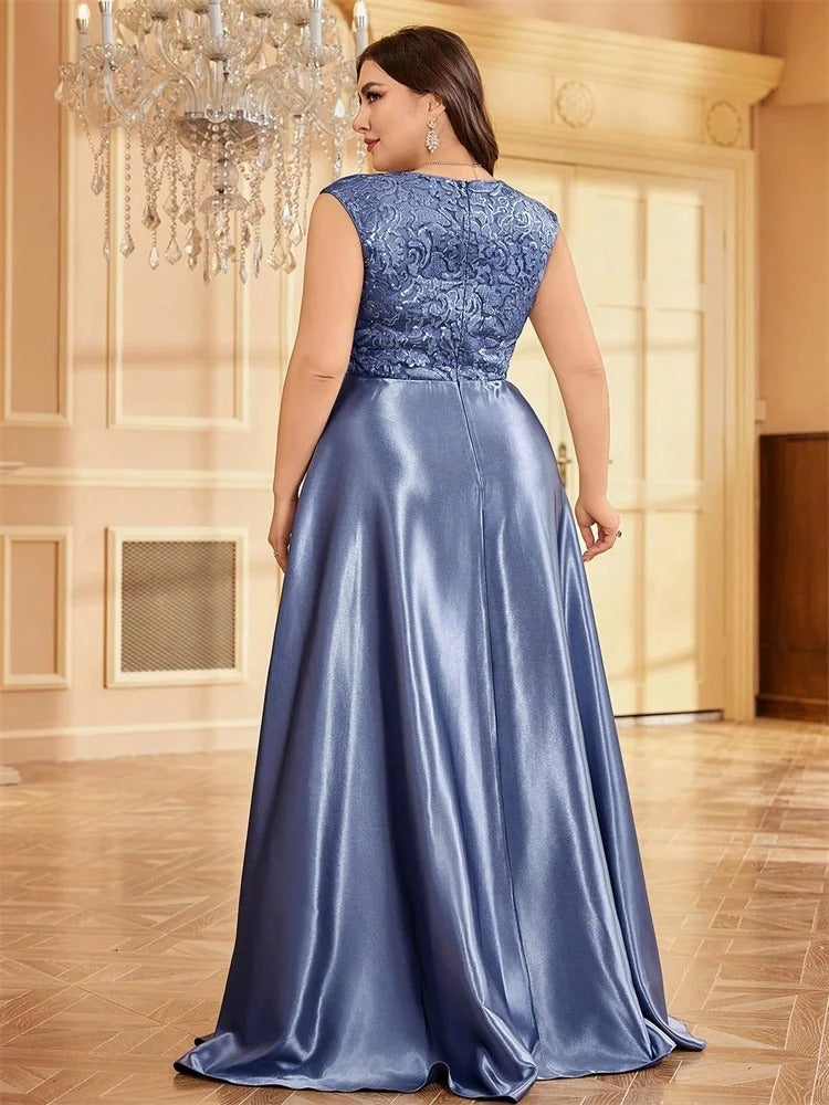 AVP PASSION – Robe de Soirée Satin Doré Pailletée