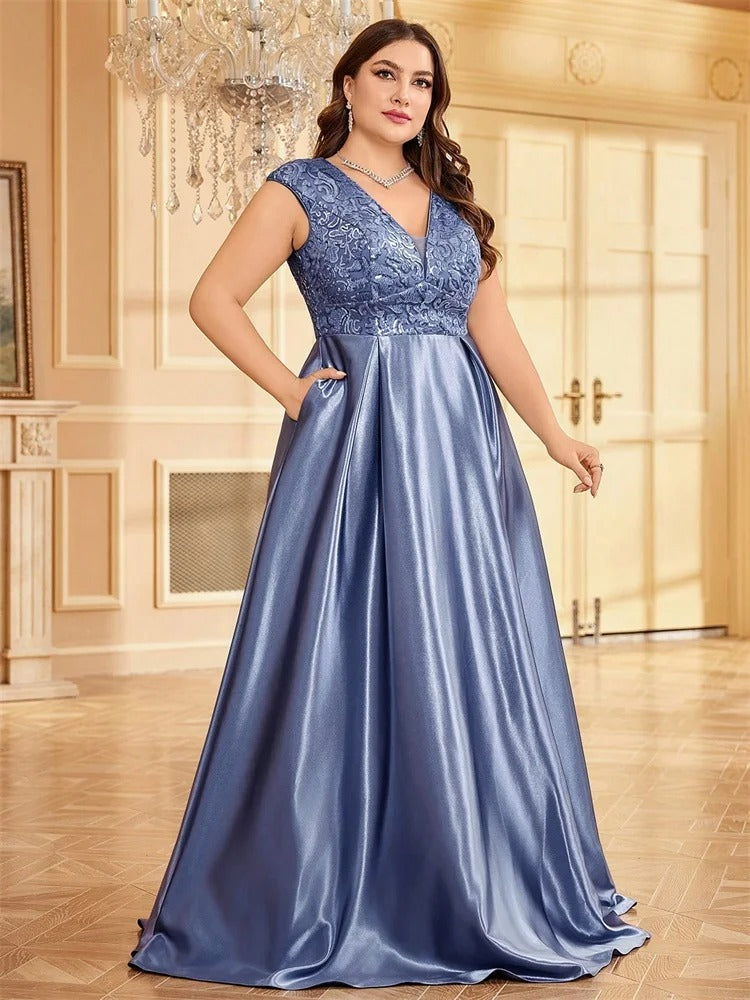 AVP PASSION – Robe de Soirée Satin Doré Pailletée