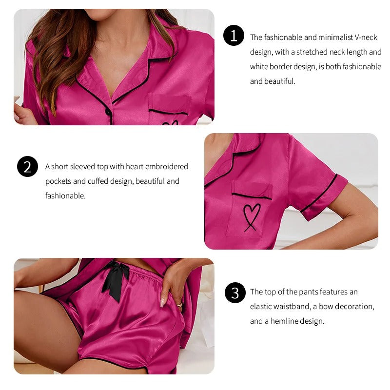 AVP PASSION – Pyjama Brodé Cœur 2 Pièces