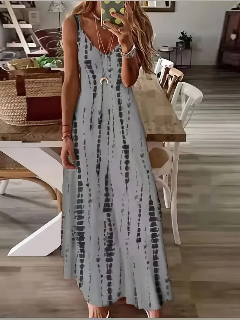 AVP PASSION : Robe longue à bretelles spaghetti tie-dye